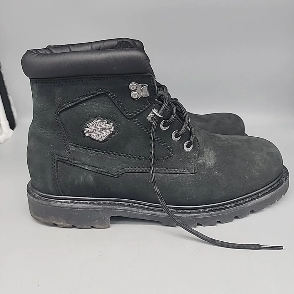 Harley Davidson Mens Boots Badlands Lace-Up 12 W Black Leather